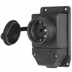 Каучукова одинарна розетка E.Next e.socket.rubber.029.1.16 16А із заземленням та захисною кришкою (s9100025)