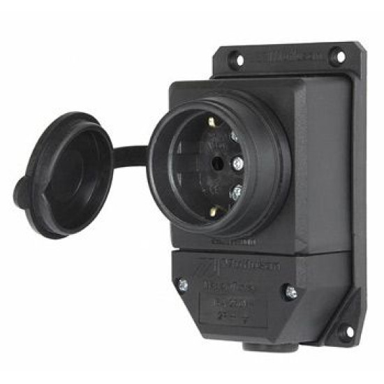 Каучукова одинарна розетка E.Next e.socket.rubber.029.1.16 16А із заземленням та захисною кришкою (s9100025)