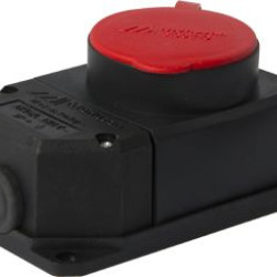 Каучукова стаціонарна розетка E.Next e.socket.rubber.062.16 16А із захисною кришкою (s9100037)
