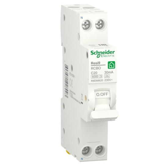 Диференціальний автомат Schneider Electric R9D88620 RESI9 6кА 1P+N 20A C 30мА