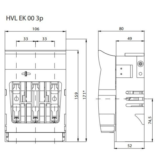 Роз'єднувач Eti HVL EK 00 3P 160A (1701250)