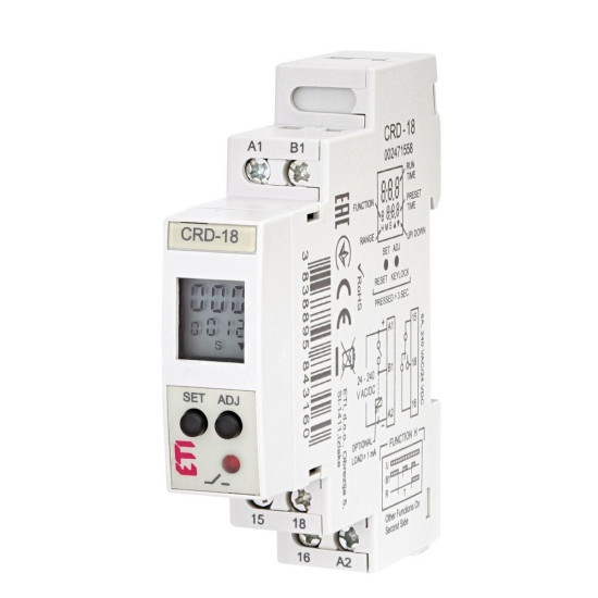 Багатофункціональне цифрове реле часу Eti CRD-18 24-240В AC/DC 1x8A AC1 (2471558)