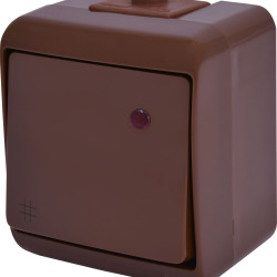 Вимикач перехресний Eti Hermetics VHE-6L-KR IP54 з підсвічуванням коричневий (4668049)