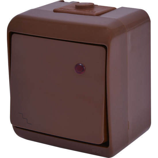 Вимикач прохідний Eti Hermetics VHE-3L-KR IP54 з підсвічуванням коричневий (4668048)
