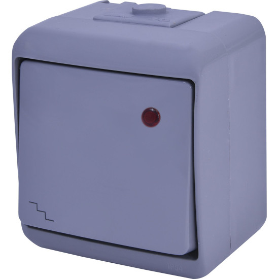 Вимикач прохідний Eti Hermetics VHE-3L-SR IP54 з підсвічуванням сірий (4668068)