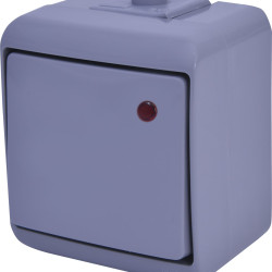 Вимикач 1-клавішний Eti Hermetics VHE-1L-SR IP54 з підсвічуванням сірий (4668066)