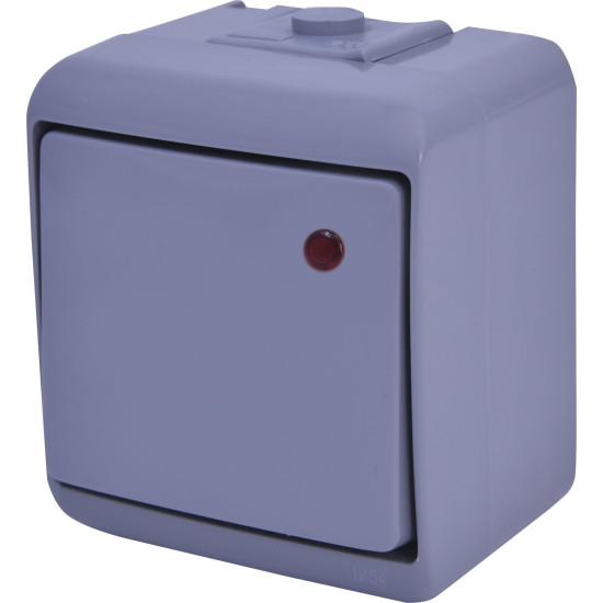 Вимикач 1-клавішний Eti Hermetics VHE-1L-SR IP54 з підсвічуванням сірий (4668066)