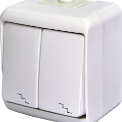 Вимикач 2-клавішний Сходи Eti Hermetics VHE-7 IP54 білий (4668006)