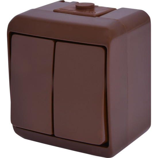 Вимикач 2-клавішний Eti Hermetics VHE-2-KR IP54 коричневий (4668041)