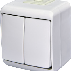 Вимикач 2-клавішний Eti Hermetics VHE-2L IP54 з підсвічуванням білий (4668008)