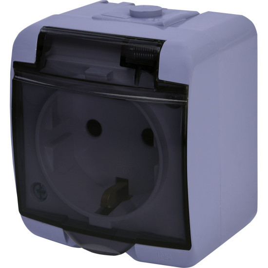 Розетка одномісна Eti Hermetics RHE-1SD-SR із з/к IP54 сіра/прозора кришка (4668071)