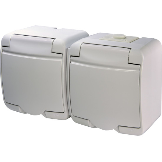 Розетка двомісна Eti Hermetics RHE-2s із з/к IP54 біла (4668019)