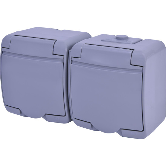 Розетка двомісна Eti Hermetics RHE-2s-SR із з/к IP54 сіра (4668072)