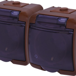 Розетка двомісна Eti Hermetics RHE-2sd-KR із з/к IP54 коричнева/прозора кришка (4668053)