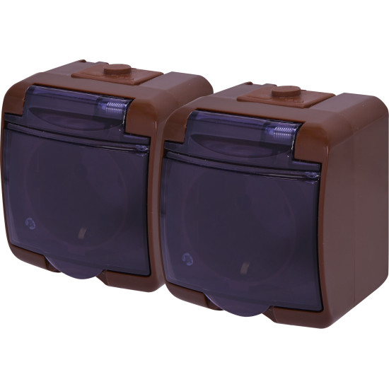 Розетка двомісна Eti Hermetics RHE-2sd-KR із з/к IP54 коричнева/прозора кришка (4668053)