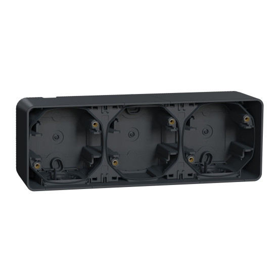 Накладний блок підрозетників на 3 місця Schneider Electric MUR37713 IP55 (антрацит)