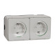 Накладна 2-місна розетка Schneider Electric MUR39035 із з/к та шторками IP55 (біла)