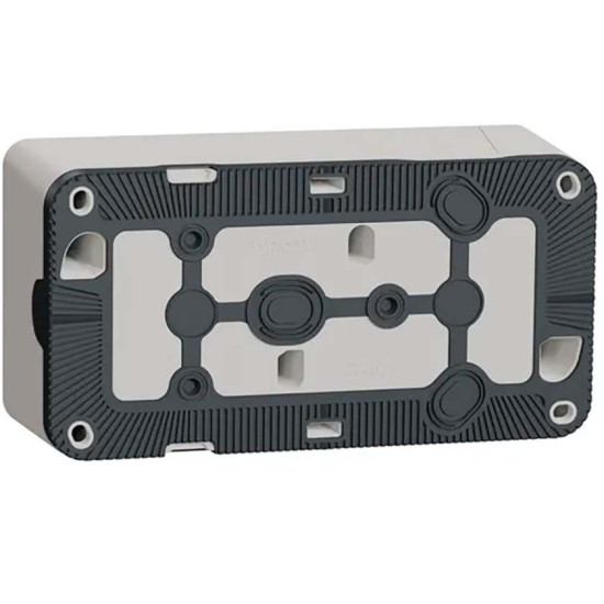 Накладна 2-місна розетка Schneider Electric MUR39035 із з/к та шторками IP55 (біла)