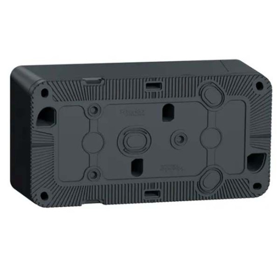 Накладна 2-місна розетка Schneider Electric MUR36029 із з/к та шторками IP55 (чорний)