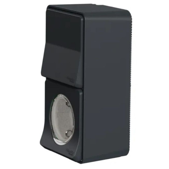 Накладний блок вимикач+розетка Schneider Electric MUR36024 із з/к IP55 (чорний)