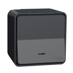 Накладний кнопковий вимикач Schneider Electric MUR35028 з підсвічуванням IP55 (чорний)