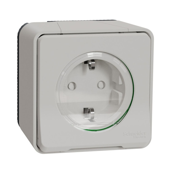 Накладна розетка Schneider Electric MUR39034 із з/к та шторками IP55 (біла)