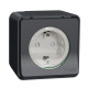 Накладна розетка Schneider Electric MUR36034 із з/к та шторками IP55 (чорний)