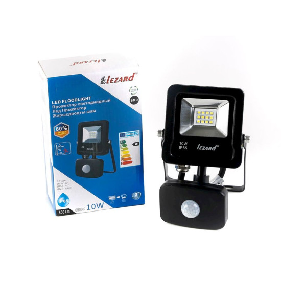 Алюмінієвий LED прожектор Lezard (PAL6510S) 10Вт 6500K 800Лм IP65 з датчиком руху