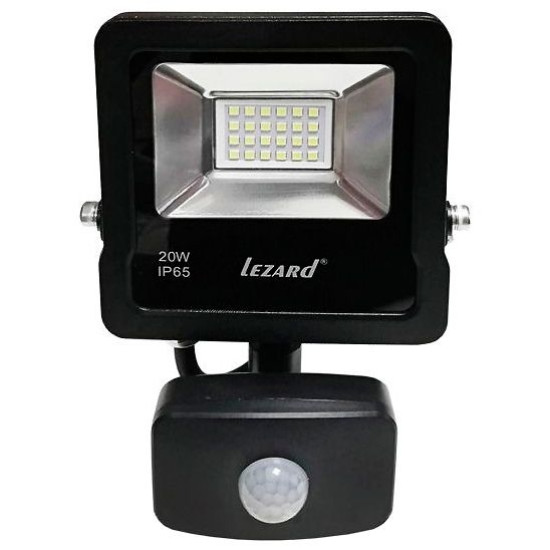 Алюмінієвий LED прожектор Lezard (PAL6520S) 20Вт 6500K 1600Лм IP65 з датчиком руху