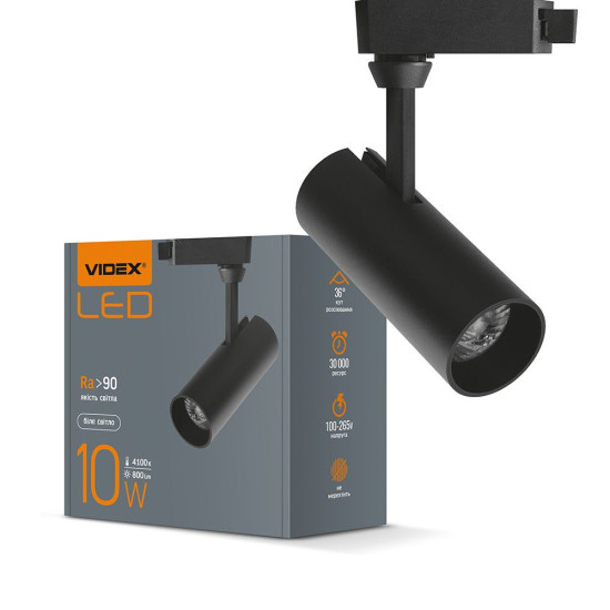 Трековий LED світильник Videx 10Вт 4100K (VL-TR04-104B) чорний
