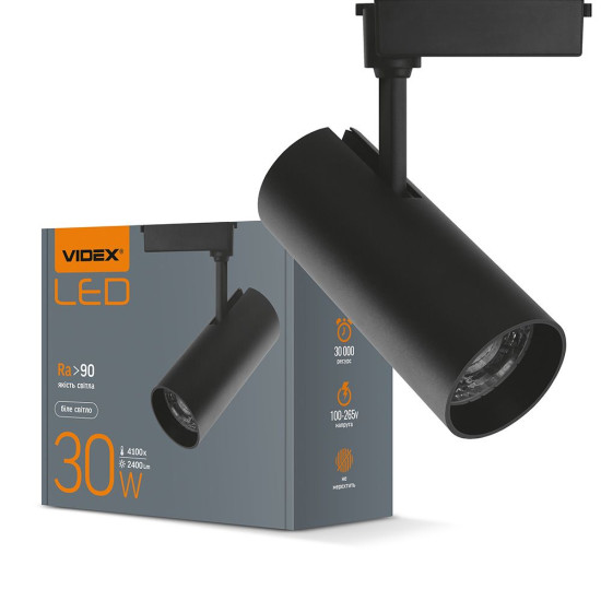 Трековий LED світильник Videx 30Вт 4100K (VL-TR04-304B) чорний