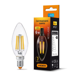 Світлодіодна філаментна лампа Videx Filament C37F E14 6Вт 3000K (VL-C37F-06143)