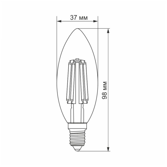 Світлодіодна філаментна лампа Videx Filament C37F E14 6Вт 4100K (VL-C37F-06144)
