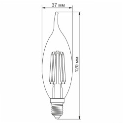 Світлодіодна філаментна лампа Videx Filament C37Ft E14 6Вт 4100K (VL-C37Ft-06144)