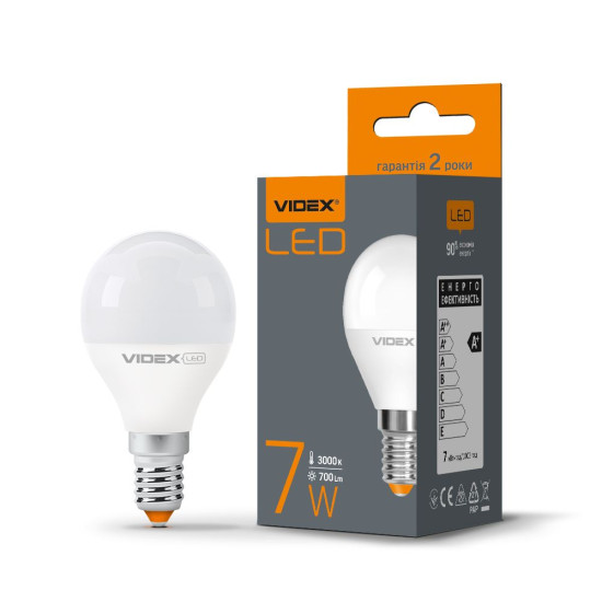 Світлодіодна лампа Videx G45e E14 7Вт 3000K (VL-G45e-07143)