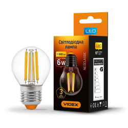 Світлодіодна філаментна лампа Videx Filament G45F E27 6Вт 3000K (VL-G45F-06273)