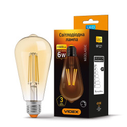 Диммована філаментна лампа Videx Filament ST64FAD E27 6Вт 2200K (VL-ST64FAD-06272) бронза