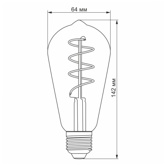 Диммована філаментна лампа Videx Filament ST64FGD E27 4Вт 2100K (VL-ST64FGD-04272) графіт
