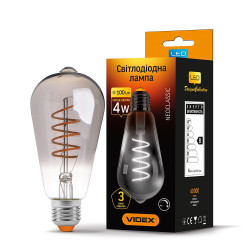 Диммована філаментна лампа Videx Filament ST64FGD E27 4Вт 2100K (VL-ST64FGD-04272) графіт