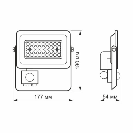 LED прожектор Videx F2e 30Вт 5000K (VL-F2e305W-S) з датчиком руху та освітленості