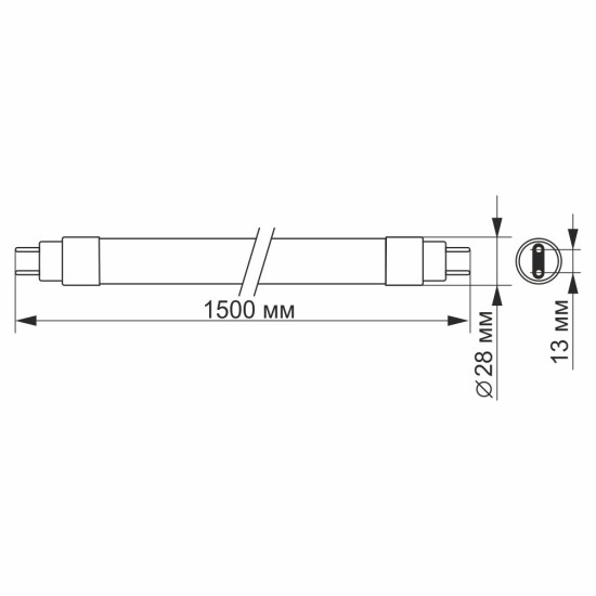 Матова LED лампа Videx T8 24Вт 4100K 1.5м (VL-T8-24154)