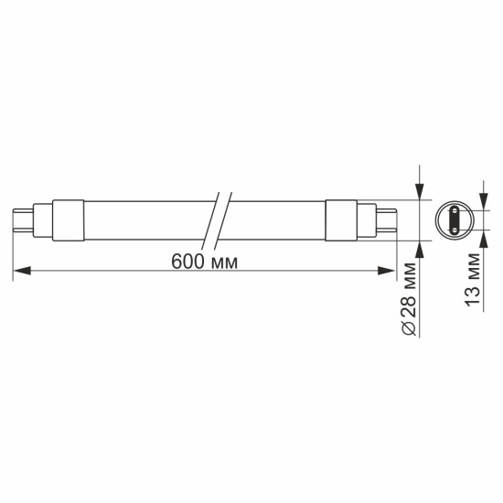 Матова LED лампа Videx T8b 9Вт 6200K 0,6м (VL-T8b-09066)