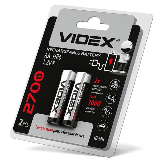 Акумулятор Videx AA 2700мАч (HR6/2700/2DB) 2 шт