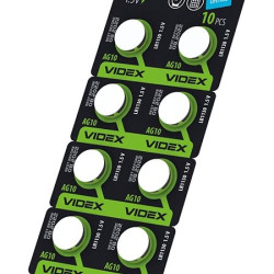 Годинникова батарея Videx AG10/LR1130 (AG10/10B/1.5V) 10 шт