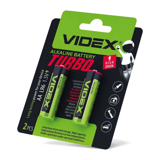 Лужна батарея Videx Turbo LR6 AA (LR6T/AA 2B) 2 шт