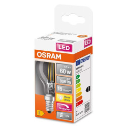 Диммована лампа Osram LED CL P60 DIM 6,5W/827 230V FIL E14 10x1 (4058075447875)