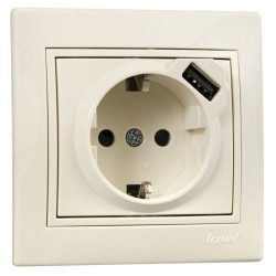 Розетка Lezard "Mira" (701-0303-181) з/з з USB (кремова)