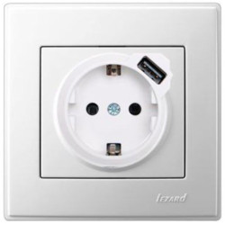 Розетка Lezard "Lesya" (705-0202-181) з/з з USB (біла)