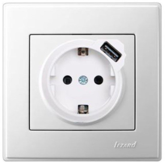 Розетка Lezard "Lesya" (705-0202-181) з/з з USB (біла)