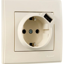 Розетка Lezard "Lesya" (705-0303-181) з/з з USB (кремова)
